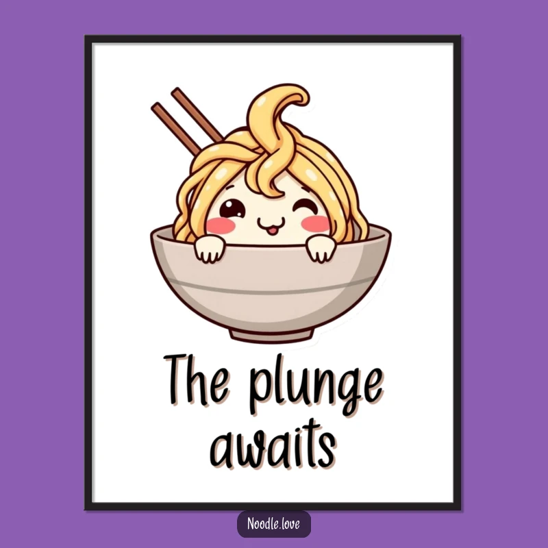 Funny Noodle Dive Poster: Adorn Your Walls with Cheerful Foodie Fun!