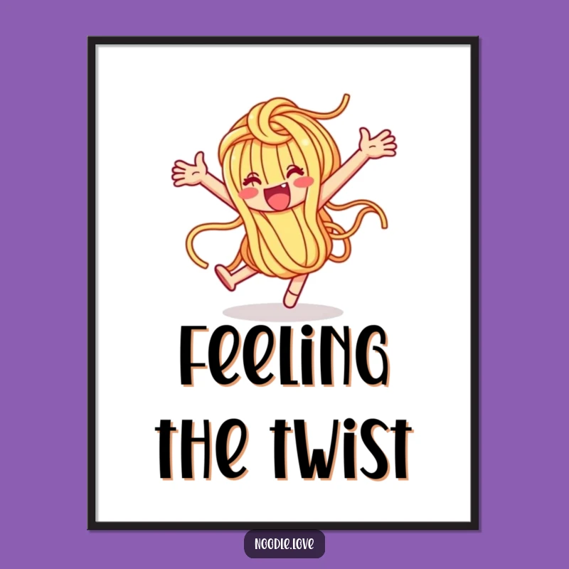 Funny Noodle Loop-de-Loop Poster - Joyful Wall Art, Ideal Funny Gift for Foodies