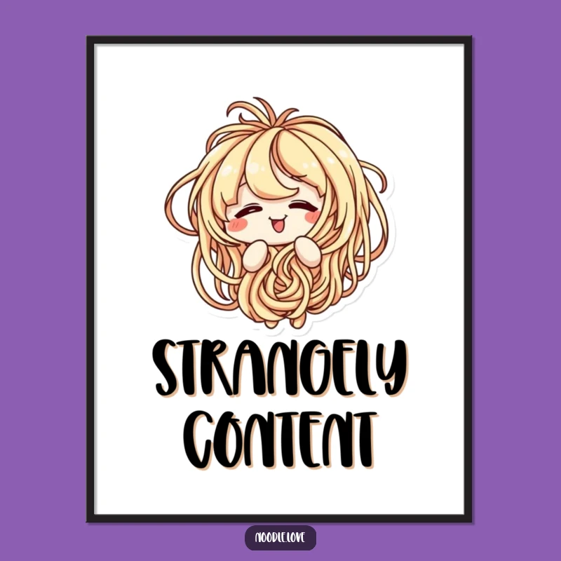 Funny Noodle Poster: Amused Tangled Character Art, Whimsical Humorous Gift