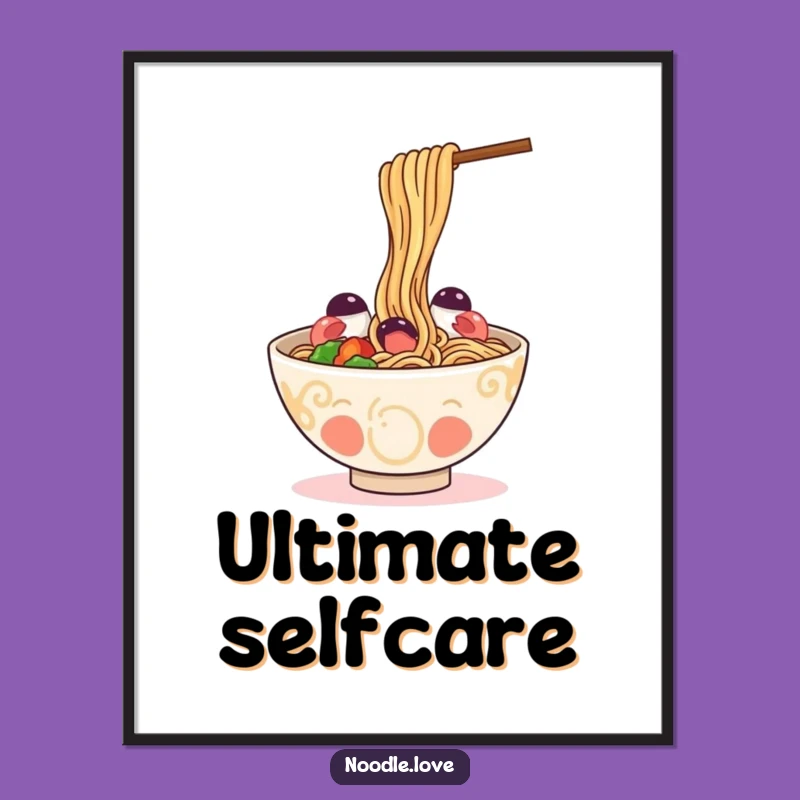 Funny Ramen Self-Slurp Poster - Whimsical Wall Art for Noodle Lovers
