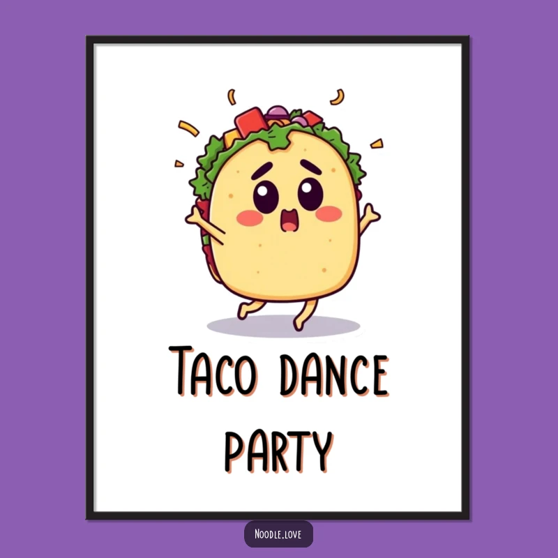 Funny Surprised Taco Poster: Energetic Fiesta Wall Art for Foodie Fun