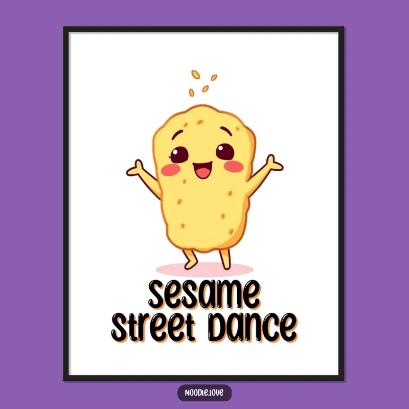 Funny Tempura Joy Poster: Cheerful Character's Dance - Wall Art Funny Gift