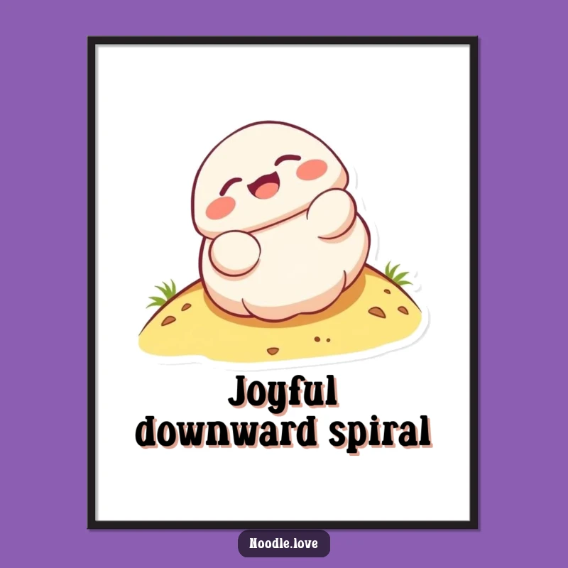 Funny Kawaii Dumpling Rolling Poster - Whimsical Humorous Wall Art Gift