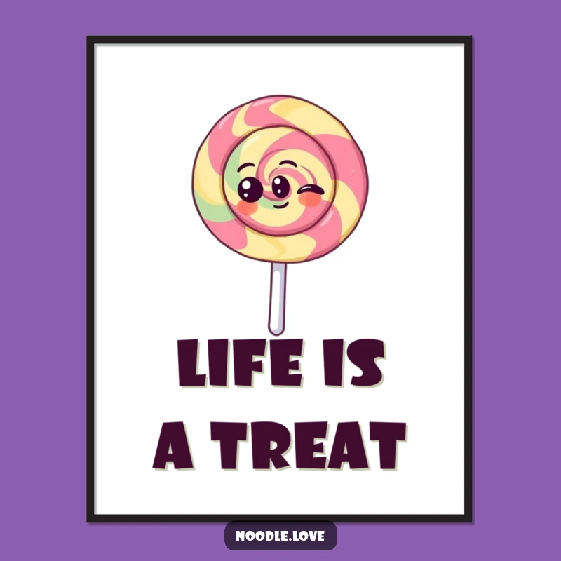 Funny Kawaii Lollipop Poster: Joyful Spinning Character Art for Bright Decor