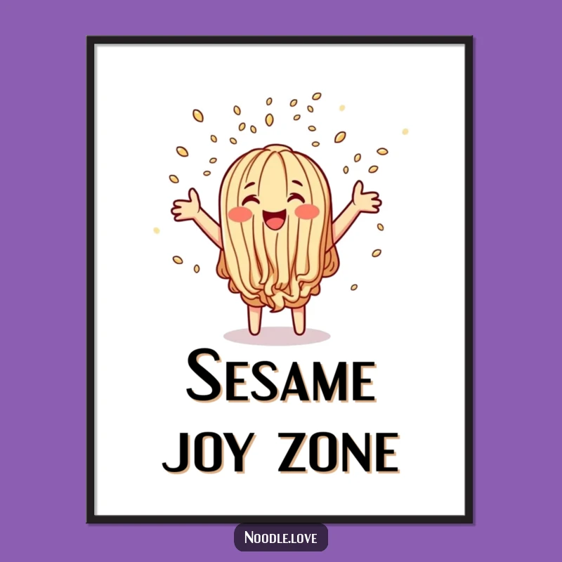 Funny Joyful Noodle Art Print: Sesame Seed Confetti Party Poster Gift
