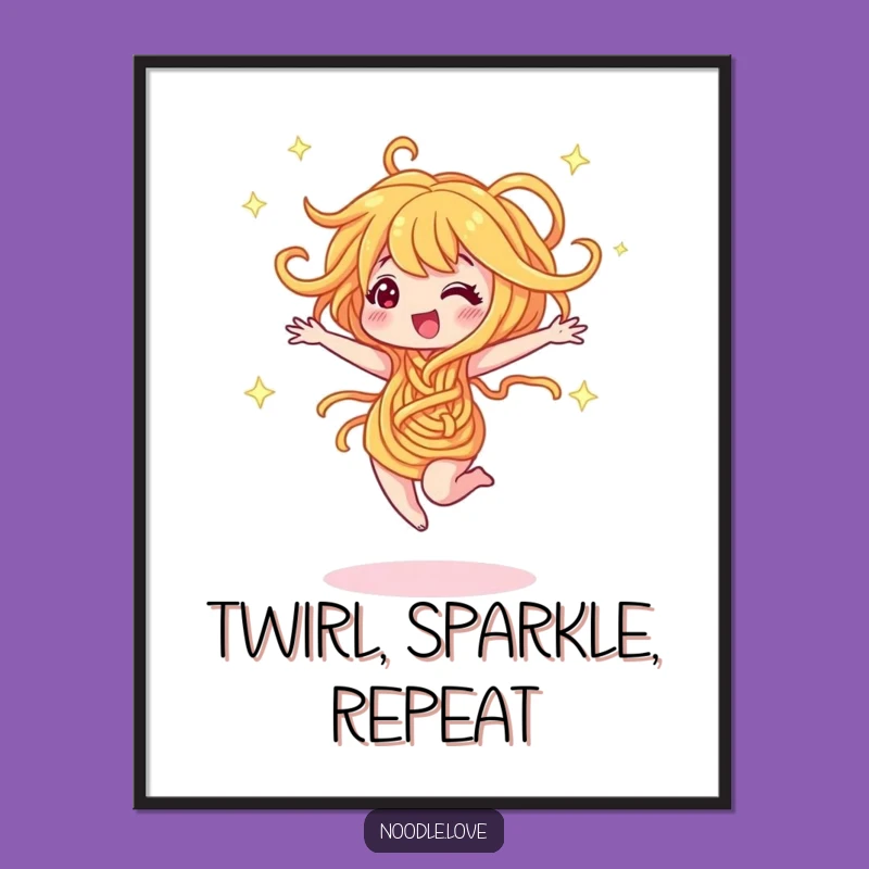 Funny Dancing Noodle Poster - Joyful Character Twirl Art Print