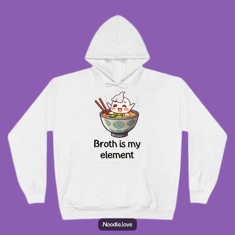 Funny Ramen Hoodie: Giggling Noodle Character Jumps from Steaming Broth, Cozy Humor!