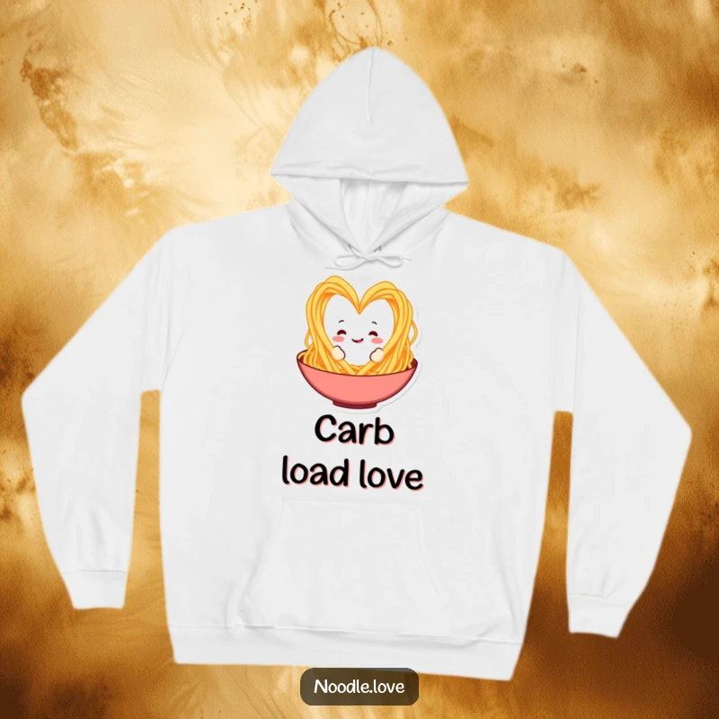 Funny Spaghetti Heart Hoodie: A cozy hoodie featuring spaghetti forming a heart, symbolizing love for Italian food, a warm and funny gift.