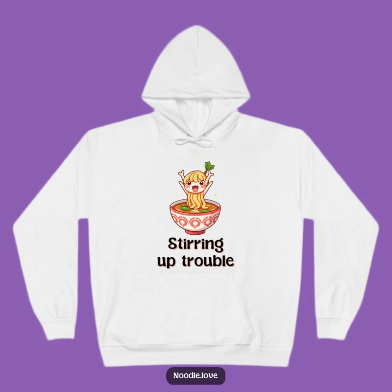 Funny Noodle Jump Hoodie: Cozy & Cute Character Escaping Steaming Broth - Warm Gift