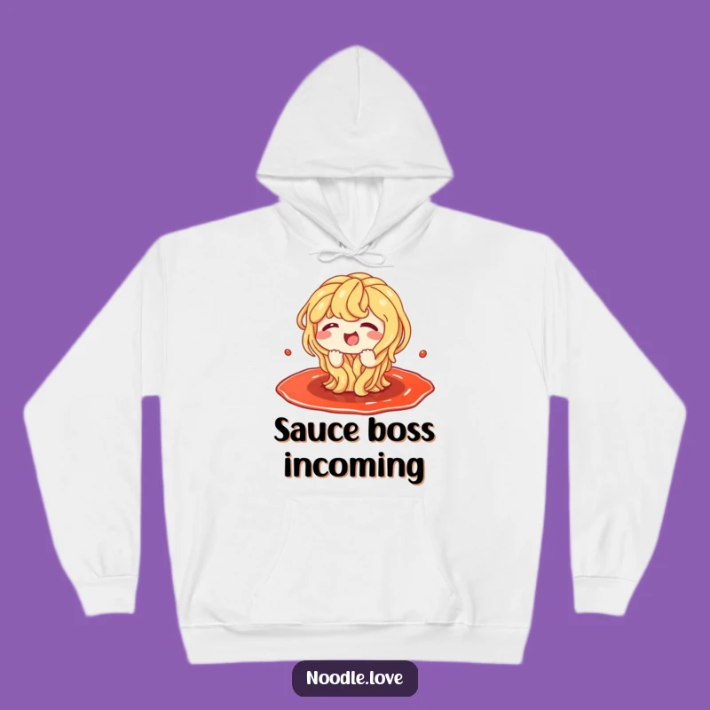 Funny Noodles Hoodie: Giggling in Sauce Puddle, Cozy & Hilarious Winter Gift