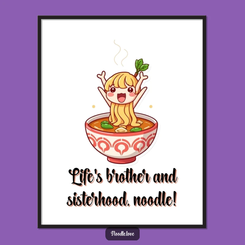 Free Printable Wall Art: Funny Noodle Jump, Downloadable Art for Kitchen Decor