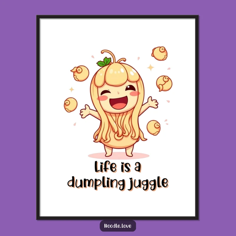 Free Printable Wall Art: Giggling Dumpling Noodle - Whimsical Downloadable Decor