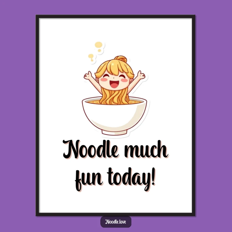 Free Printable Wall Art: Joyful Noodle Leaping from Bowl for Whimsical Decor