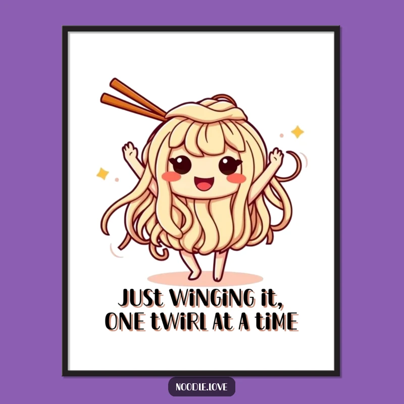 Funny Free Printable Wall Art: Dancing Noodle Joy, Whimsical Downloadable Decor