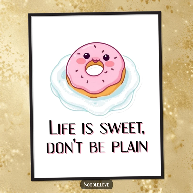Funny Free Printable Donut Wall Art, delighted, floating in milk, adding a whimsical, sweet vibe to decor.