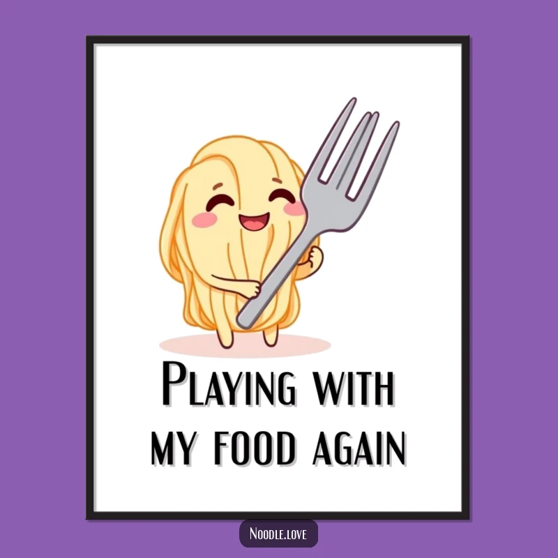 Funny Free Printable Wall Art: Noodle Fork Tease, Humorous Food Decor, Downloadable Gift