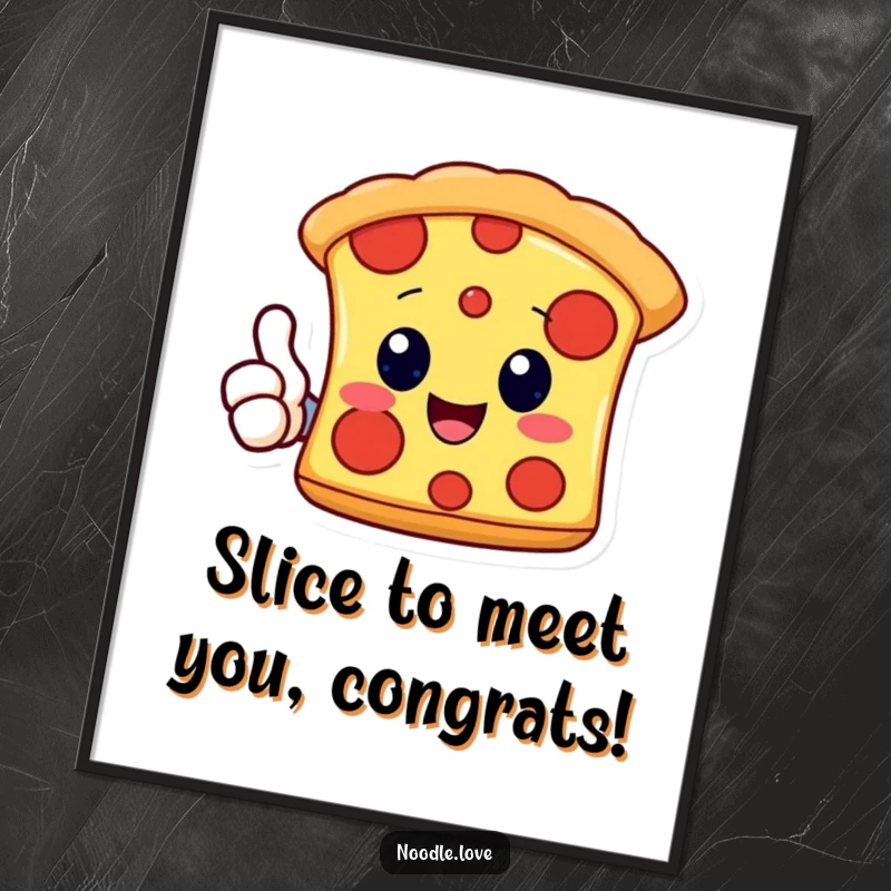 Funny Free Printable Wall Art: A cheerful Kawaii pizza slice character giving a thumbs-up, radiating positivity and deliciousness.