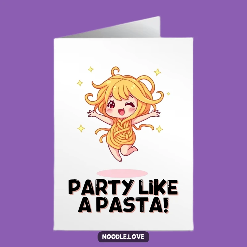 Free Printable Birthday Card: Dancing Noodle Character for a Sparkly, Fun DIY Gift