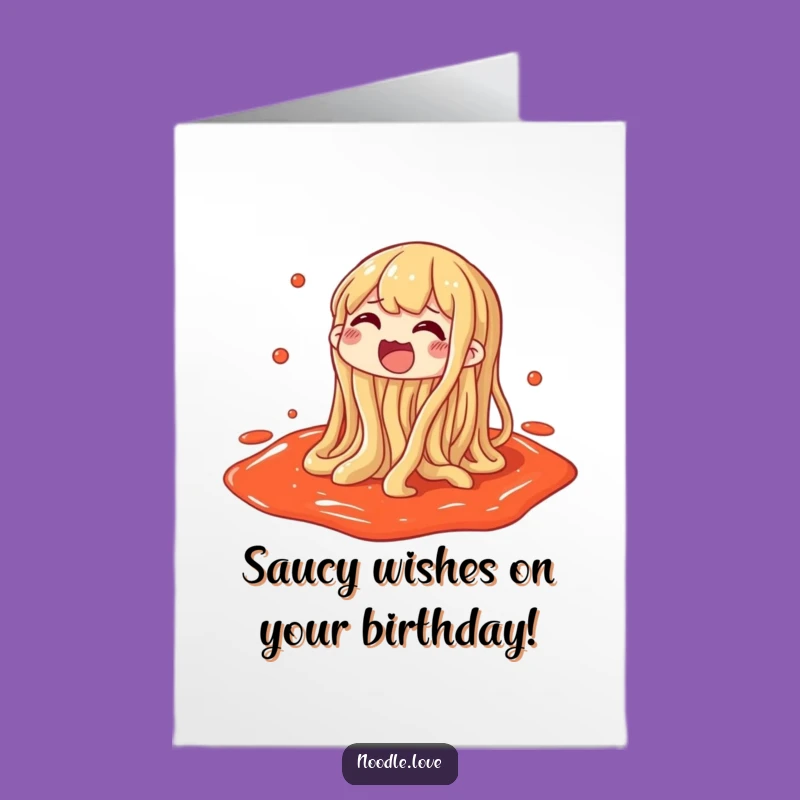 Free Printable Birthday Card: Noodle Splashing Sauce - Funny Downloadable Treat Gift