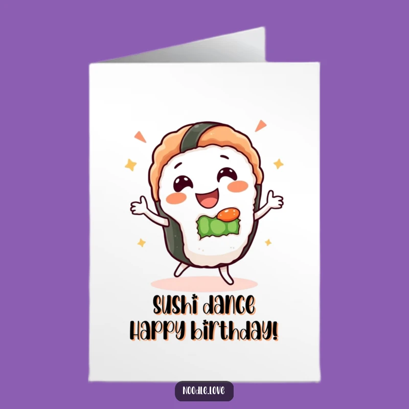 Free Printable Sushi Dance Birthday Card: Funny Downloadable Gift for Sushi Lovers!