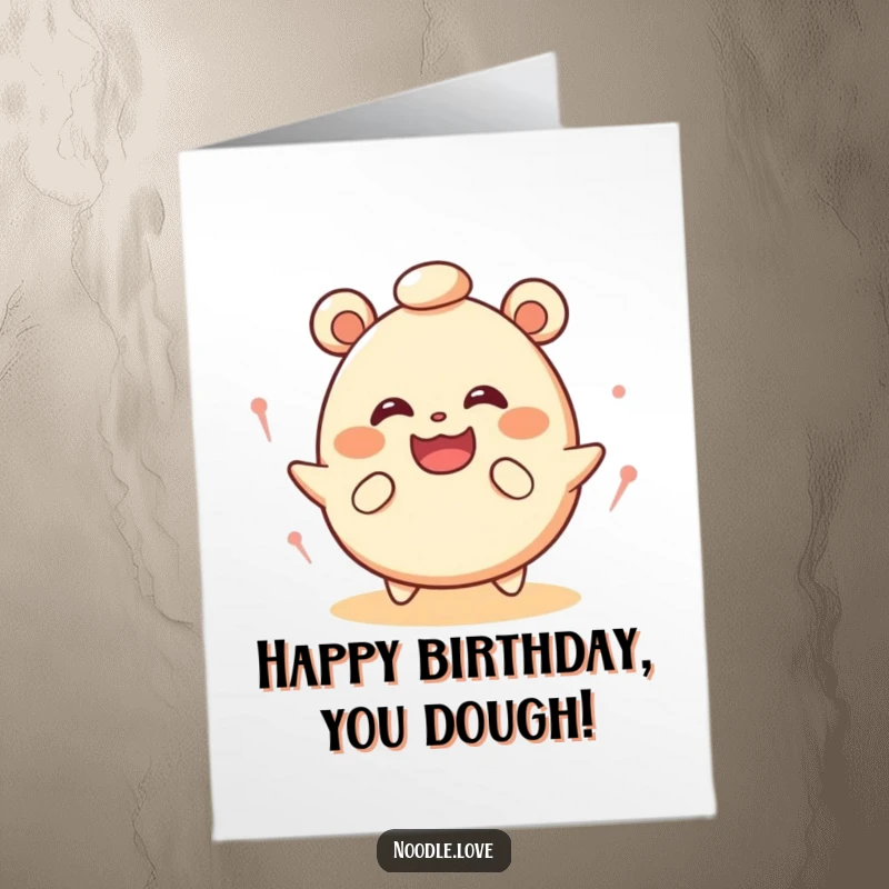 Funny Free Printable Birthday Card featuring a joyful bao bun spinning around in dizzy delight, perfect for a fun birthday greeting.