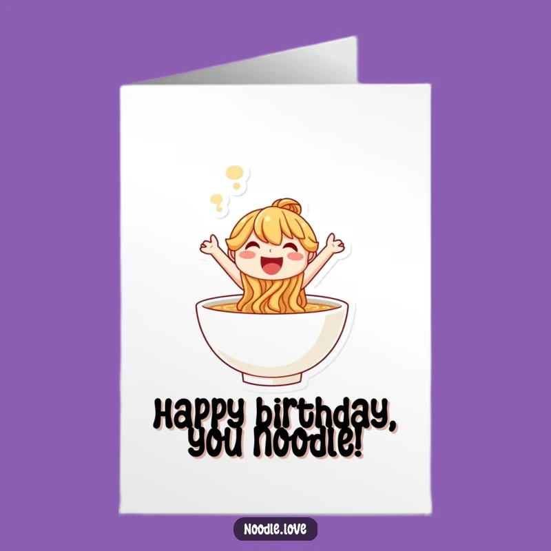 Free Printable Birthday Card: Joyful Noodle Character Leaping for a Delicious Celebration