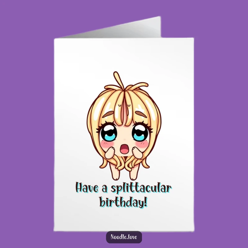 Free Printable Birthday Card: Noodle Split Surprise - Funny Downloadable Gift