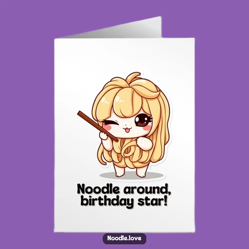 Funny Free Printable Birthday Card: Winking Noodle with Chopsticks - DIY Gift