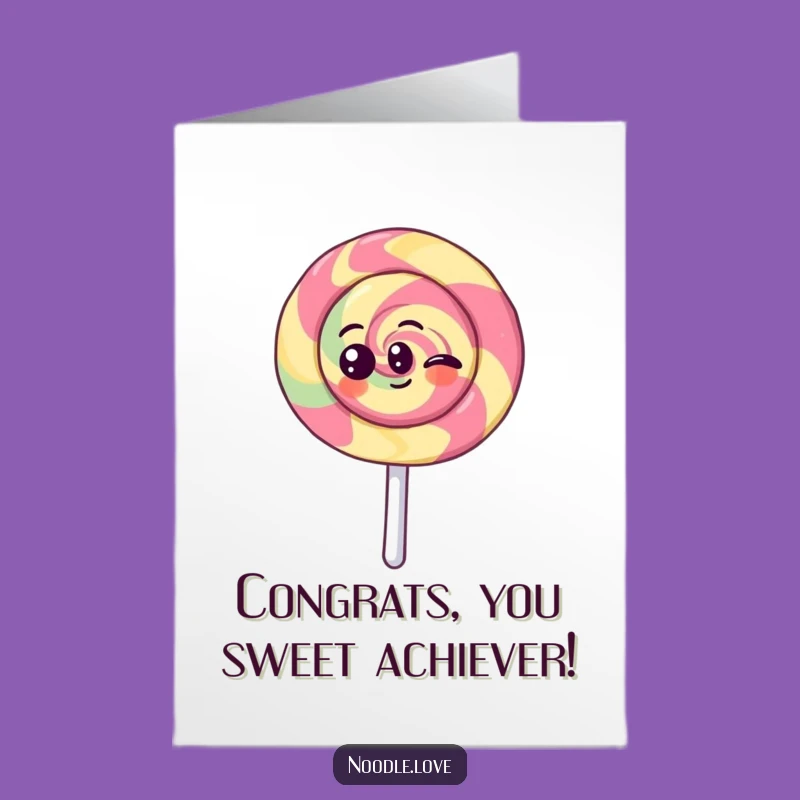 Free Printable Kawaii Lollipop Congrats Card: Funny Downloadable Gift for Exciting News