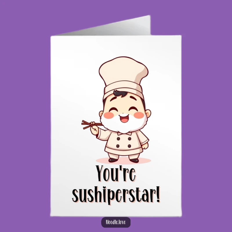 Free Printable Sushi Congrats Card: Giggling Chef for Your Amazing Achievement