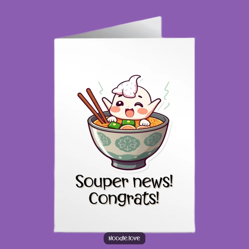 Free Printable Ramen Congrats Card: Giggling Bowl for Your Big Win Downloadable