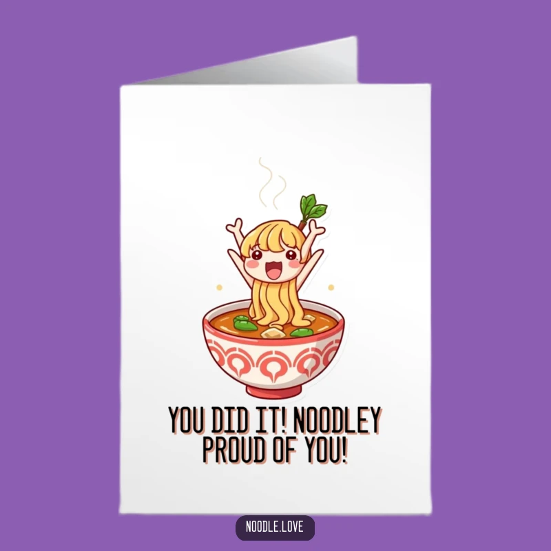 Free Printable Congrats Card: Noodle Character Celebration, Downloadable Gift