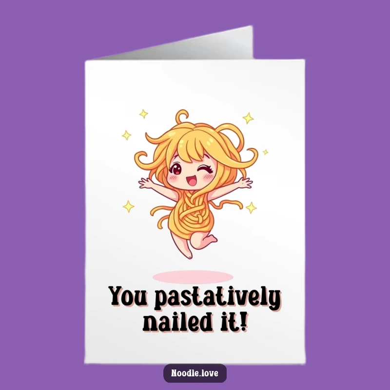 Free Printable Congrats Card: Dancing Noodle Character for a Sparkly DIY Celebration