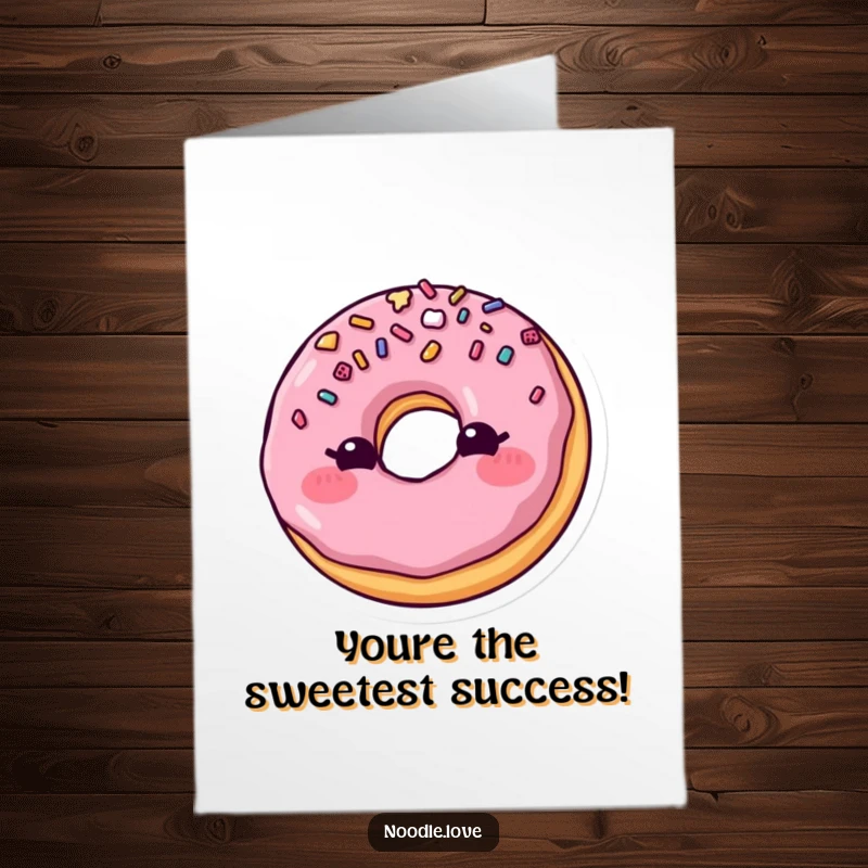 Funny Free Printable Congratulations Card showing a blushing donut winking playfully, perfect for celebrating any special milestone with sweetness.