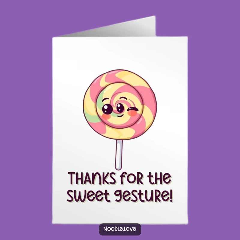 Free Printable Kawaii Lollipop Thank You Card: Funny Downloadable Gift for Sweet Appreciation