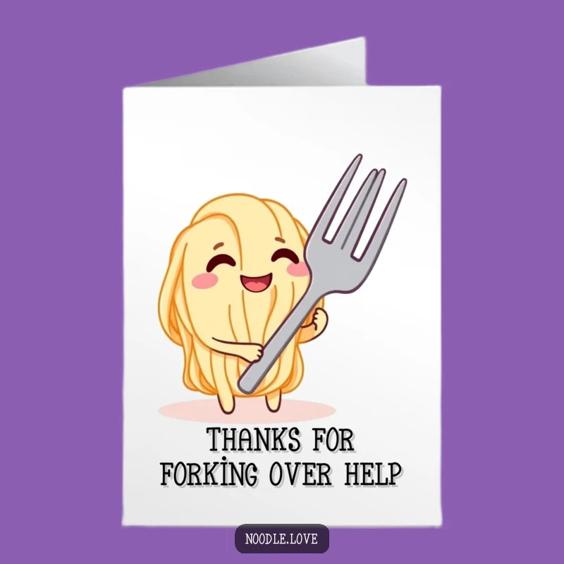 Free Printable Thank You Card: Noodle Fork Tease, Grateful Humor, Downloadable Gift