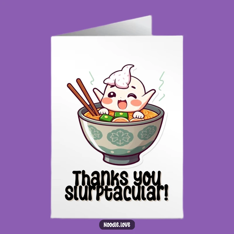Free Printable Funny Ramen Thank You Card: Giggling Bowl Expressing Gratitude Downloadable