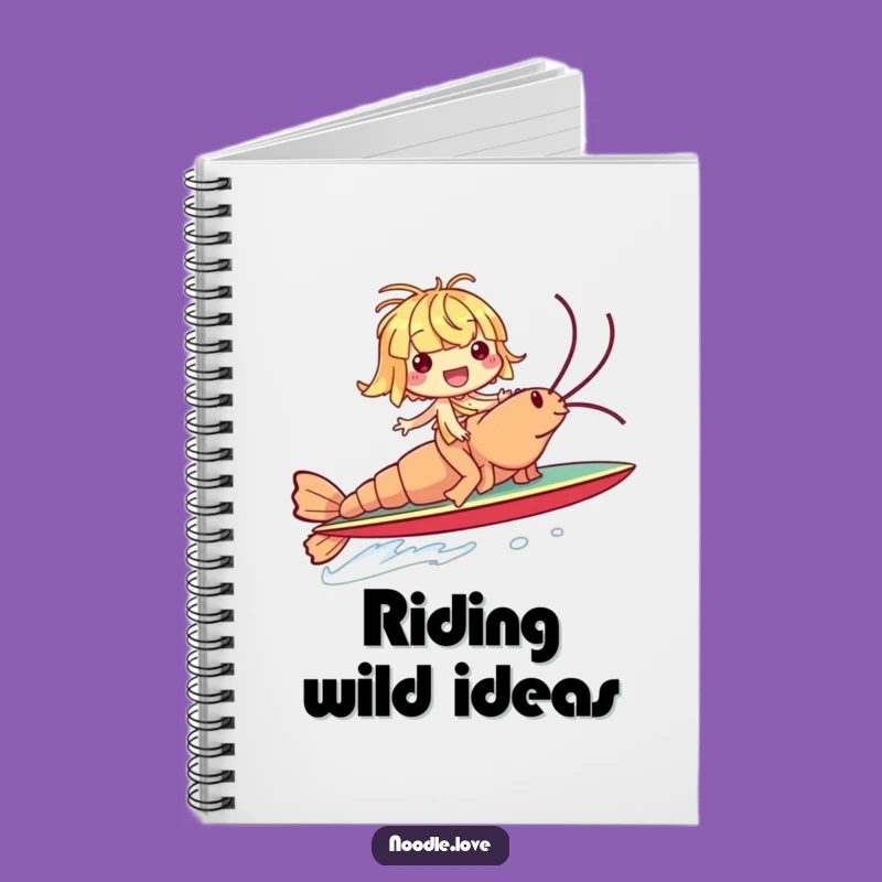 Funny Noodle Shrimp Surf Notebook: Giggling Rider Journal Gift