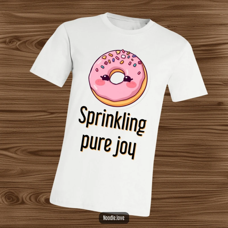 Funny Blushing Donut T-Shirt: A cute cartoon donut with sprinkles blushes and winks, soft and funny gift.