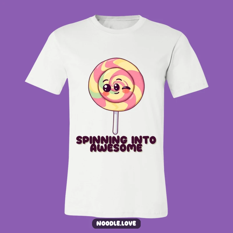Funny Kawaii Lollipop T-Shirt: Cheerful Spinning Character Tee for Fun