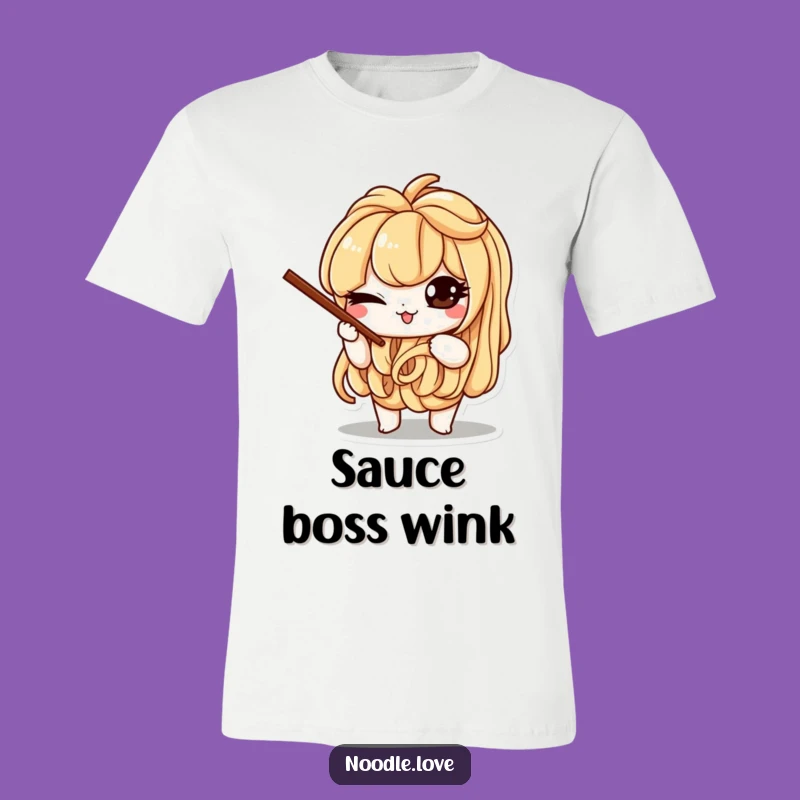 Funny Noodle Wink Tee: Mischievous Chopsticks Character Shirt
