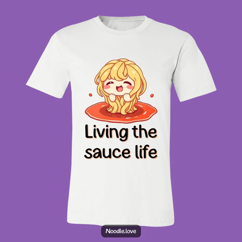 Funny Noodles T-Shirt: Giggling in Sauce Puddle, Hilarious Foodie Apparel Gift