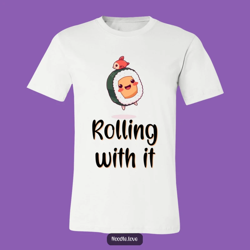 Funny Sushi T-Shirt: Backflipping Roll Character, Great Gift for Foodies and Japanese Cuisine Fans