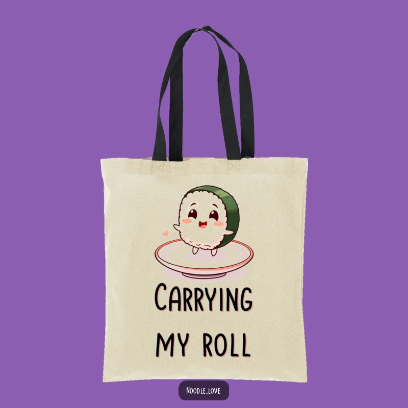 Funny Sushi Roll Tote Bag: Delighted Character's Spin - Practical Funny Gift