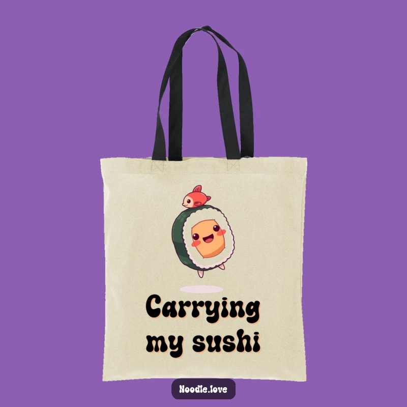 Funny Sushi Tote Bag: Backflipping Roll Design, Practical Funny Gift for Foodies