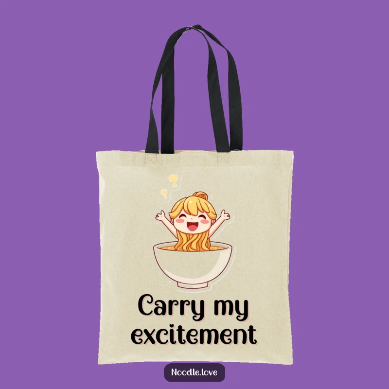 Funny Noodle Leap Tote Bag: Joyful Character Canvas Bag, Excellent Funny Gift