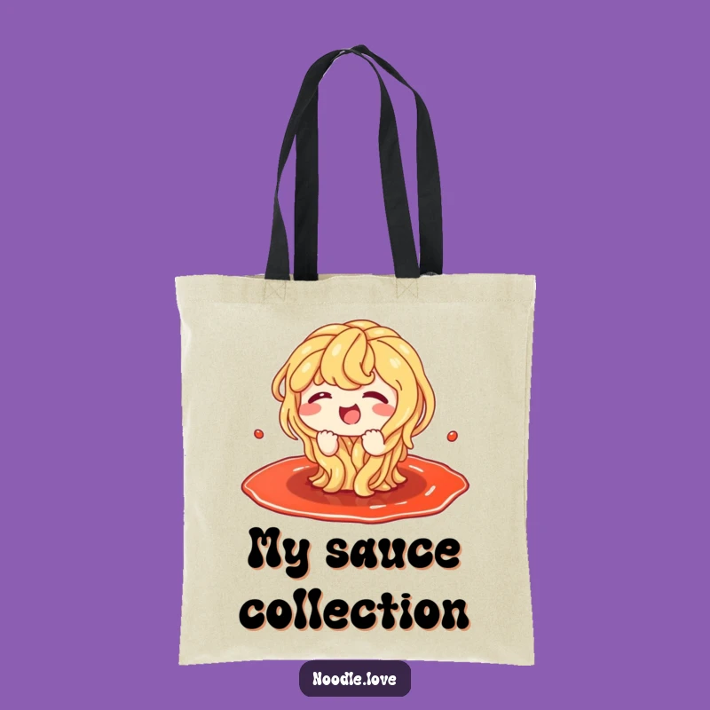 Funny Noodles Tote Bag: Giggling in Sauce Puddle, Stylish & Hilarious Shopping Gift